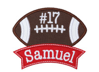 Football Banner Personalized Sew or Iron on Embroidered Patch - Sew Lucky Embroidery