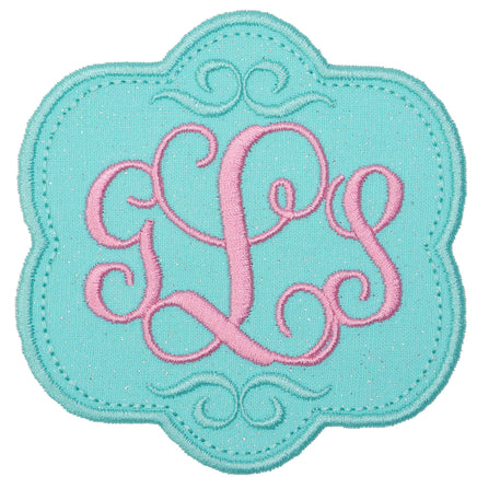 Fancy Monogram Embroidery Patch Scroll Frame Applique for Baby Girl Clothes, Backpacks, Quilts, or Personalized Gift Projects - Sew Lucky Embroidery