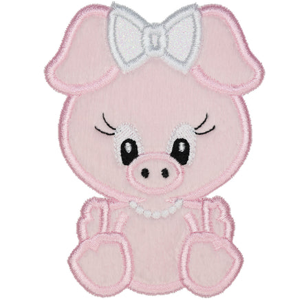 Cute Pig Patch for Girls Embroidered Iron On or Sew On Patch Farm Applique Perfect for Backpacks, Clothing or Farm Theme Gifts - Sew Lucky Embroidery
