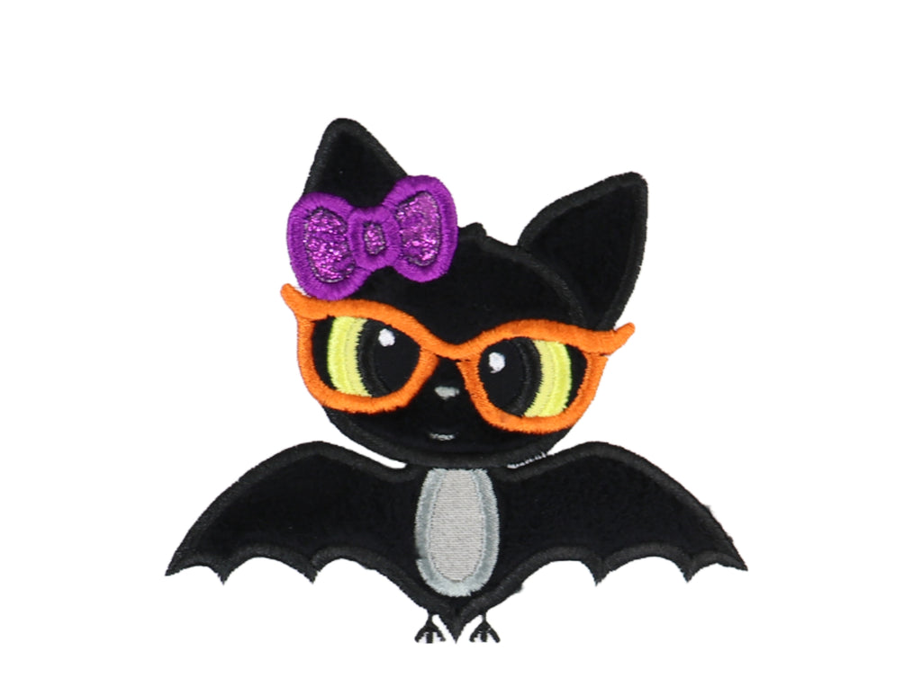 Halloween Bat Girl Sew or Iron on Patch - Sew Lucky Embroidery