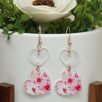 Heart-Shaped Floral Dangle Earrings - Sew Lucky Embroidery