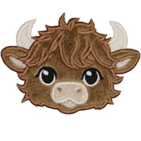 Highland Cow Boy Embroidery Patch Furry Farm Animal Applique for Baby Clothes, Toddler Jackets, Quilts, Backpacks, or Gift Projects - Sew Lucky Embroidery