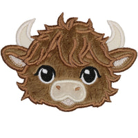 Highland Cow Boy Embroidery Patch Furry Farm Animal Applique for Baby Clothes, Toddler Jackets, Quilts, Backpacks, or Gift Projects