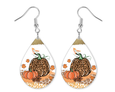 Leopard Pumpkin Teardrop Earrings