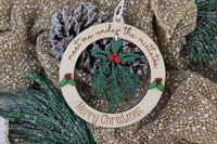 Meet Me Under the Mistletoe Christmas Tree Ornament - Sew Lucky Embroidery