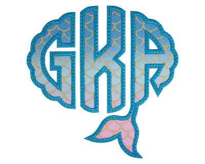 Mermaid Monogram Sew on or Iron on Embroidered Patch