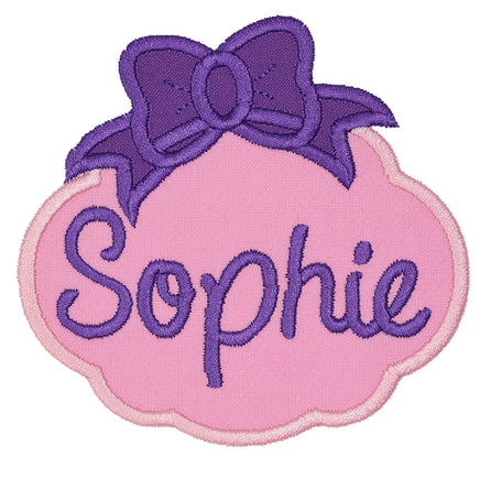 Personalized Bow Frame Name Patch – Custom Embroidered Patch for Girls Backpacks, Jackets, or Clothes – Iron-On or Sew-On - Sew Lucky Embroidery