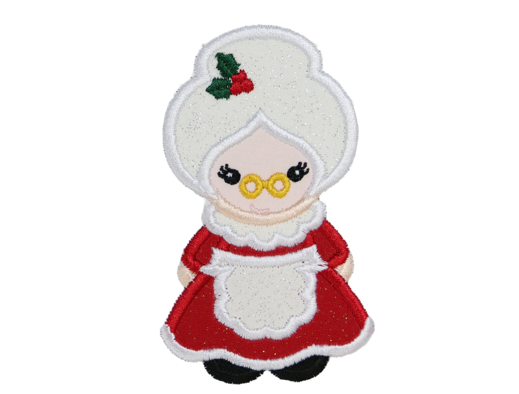 Mrs Claus Christmas Iron or Sew on Patch - Sew Lucky Embroidery