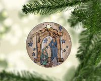 Nativity Aluminum Christmas Tree Double Sided Ornament - Sew Lucky Embroidery