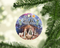 Oh Holy Night Nativity Aluminum Christmas Tree Ornament - Sew Lucky Embroidery