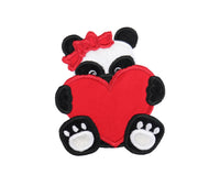 Panda Bear with Heart Sew on or Iron on Patch - Sew Lucky Embroidery
