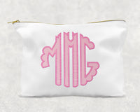 Pink Scallop Monogram Sew or Iron on Embroidered Patch - Sew Lucky Embroidery