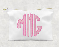 Pink Scallop Monogram Sew or Iron on Embroidered Patch - Sew Lucky Embroidery