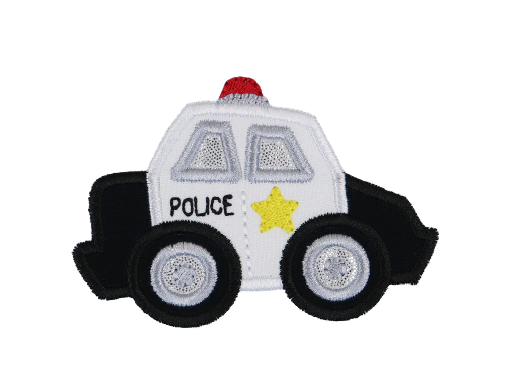 Chunky Police Car Sew or Iron on Patch - Sew Lucky Embroidery