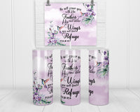 Psalm 91:4 20 oz insulated tumbler with lid and straw - Sew Lucky Embroidery