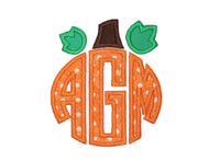 Pumpkin Monogram Sew or Iron on Embroidered Patch