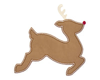 Reindeer Sew or Iron on Embroidered Patch - Sew Lucky Embroidery