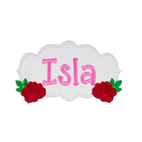 Roses Personalized Name Sew or Iron on Patch - Sew Lucky Embroidery