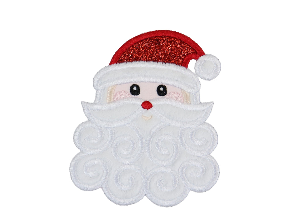 Santa Face with Long Beard Sew or Iron on Christmas Patch - Sew Lucky Embroidery