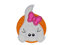 Silly Girl Ghost Halloween Sew or Iron on Patch - Sew Lucky Embroidery