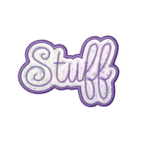 Embroidered patch with 'Stuff' text 