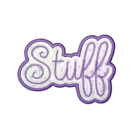 Embroidered patch with 'Stuff' text 