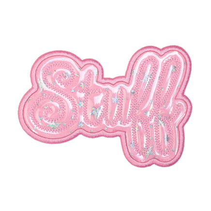 Pink patch with 'Stuffy' text 