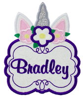 Unicorn Personalized Name Sew or Iron on Embroidered Patch