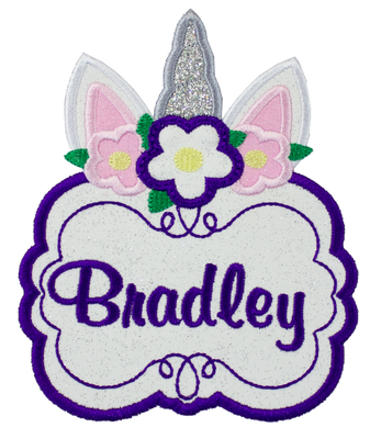 Unicorn Personalized Name Sew or Iron on Embroidered Patch