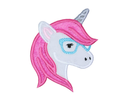 Unicorn with Glasses Sew or Iron on Embroidered Patch - Sew Lucky Embroidery