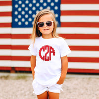 Watercolor Monogram Scallop Custom Personalized Sew or Iron on Patch - Sew Lucky Embroidery