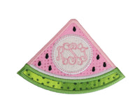 Pink Watermelon Slice Monogrammed Sew or Iron on Embroidered Patch - Sew Lucky Embroidery