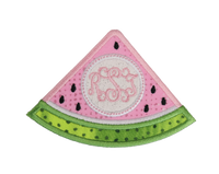 Pink Watermelon Slice Monogrammed Sew or Iron on Embroidered Patch - Sew Lucky Embroidery
