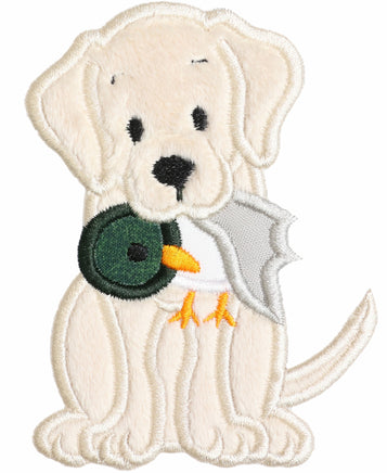 Yellow Duck Hunting Lab Sew or Iron on Patch - Sew Lucky Embroidery