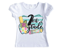 Striped Frame with Apple Back to School Shirt - Sew Lucky Embroidery