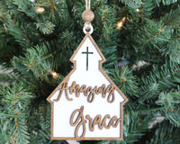 Amazing Grace Church Christmas Tree Ornament - Sew Lucky Embroidery