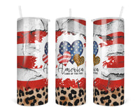 American Leopard 20 oz insulated tumble with lid and straw - Sew Lucky Embroidery