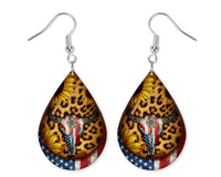 American Bull with Skull Sunflowers and Leopard Teardrop Earrings - Sew Lucky Embroidery