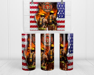 American Firefighter 20 oz insulated tumbler with lid and straw