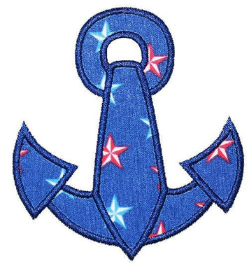Anchor with Stars Sew or Iron on Embroidered Patch