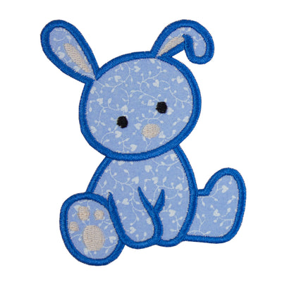 Blue Floral Baby Bunny Sew or Iron on Embroidered Patch