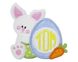 Baby Boy Easter Bunny with Monogrammed Egg Patch - Sew Lucky Embroidery