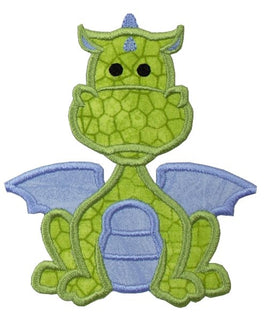 Baby Dragon with Blue Wings Patch - Sew Lucky Embroidery