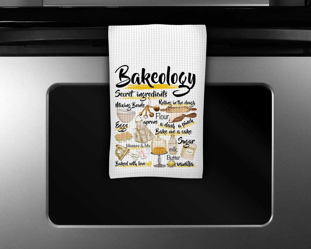 Bakeology Waffle Weave Microfiber Kitchen Towel - Sew Lucky Embroidery