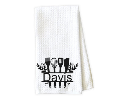 Baking Split Frame Floral Personalized Waffle Weave Microfiber Kitchen Towel