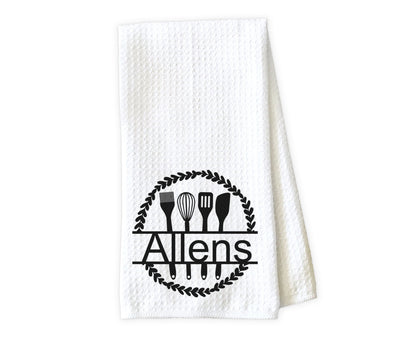 Baking Split Frame with Laurel Wreath Personalized Waffle Weave Microfiber Kitchen Towel