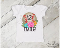 Baseball Flowers Girls Shirt - Sew Lucky Embroidery