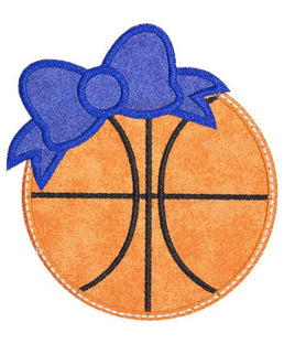 Basketball with Bow Patch - Sew Lucky Embroidery
