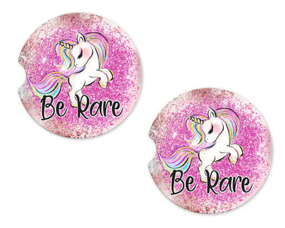 Be Rare Unicorn Sandstone Car Coasters (Set of Two)
