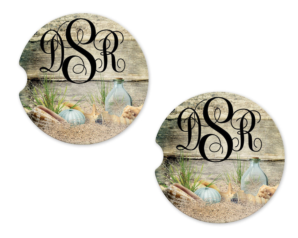 Beach Finds Personalized Stone Car Coasters 